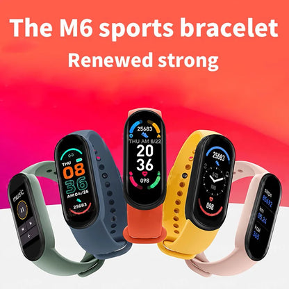 M6 Smartwatch Heart Rate Blood Pressure Monitoring Smart Watch Men Women Fitness Tracker Watch Waterproof Sports Watches Band