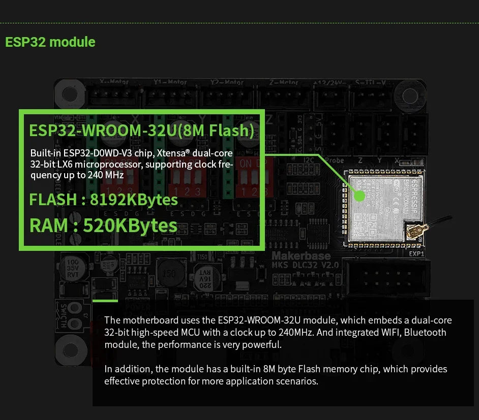 MKS DLC32 V2.1 Offline Controller Board 32bits ESP32 WIFI GRBL Motherboard For Laser Engraving Machine TS35 Touch Screen Display