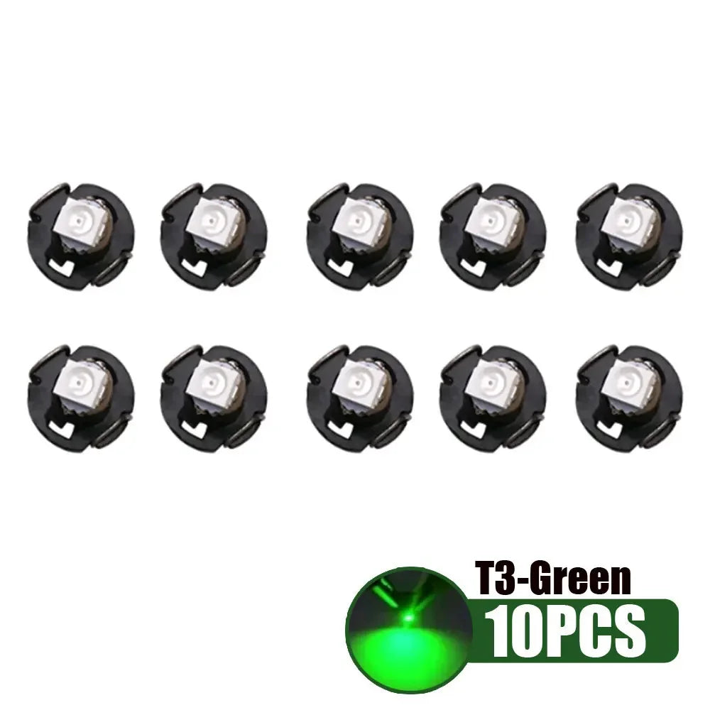 10Pcs T3 LED 3528 1SMD Instruments Panel Light Car Cluster Gauges Dashboard Lamp Wedge Bulbs Universal Car Lights Accessories