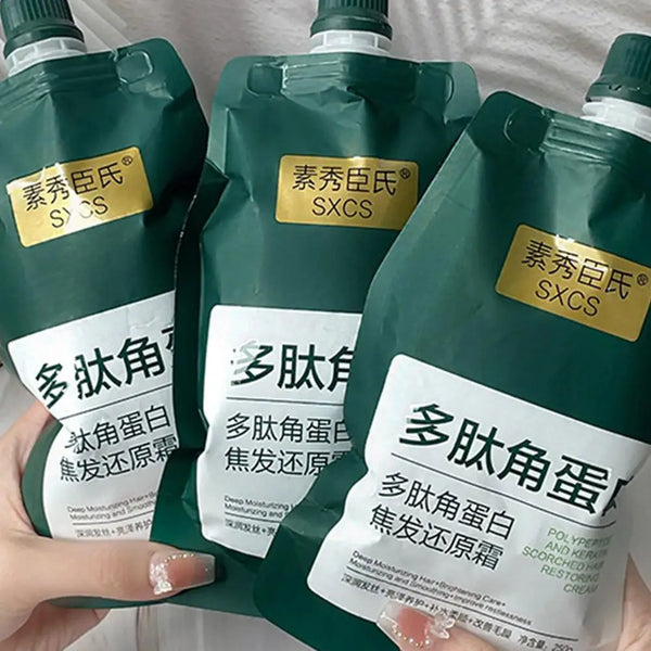 Maschera per capelli alla cheratina polipeptidica da 250 g, balsamo profondo, crema ristrutturante per capelli alla cheratina, trattamento per capelli secchi e danneggiati, ristrutturante per capelli bruciati