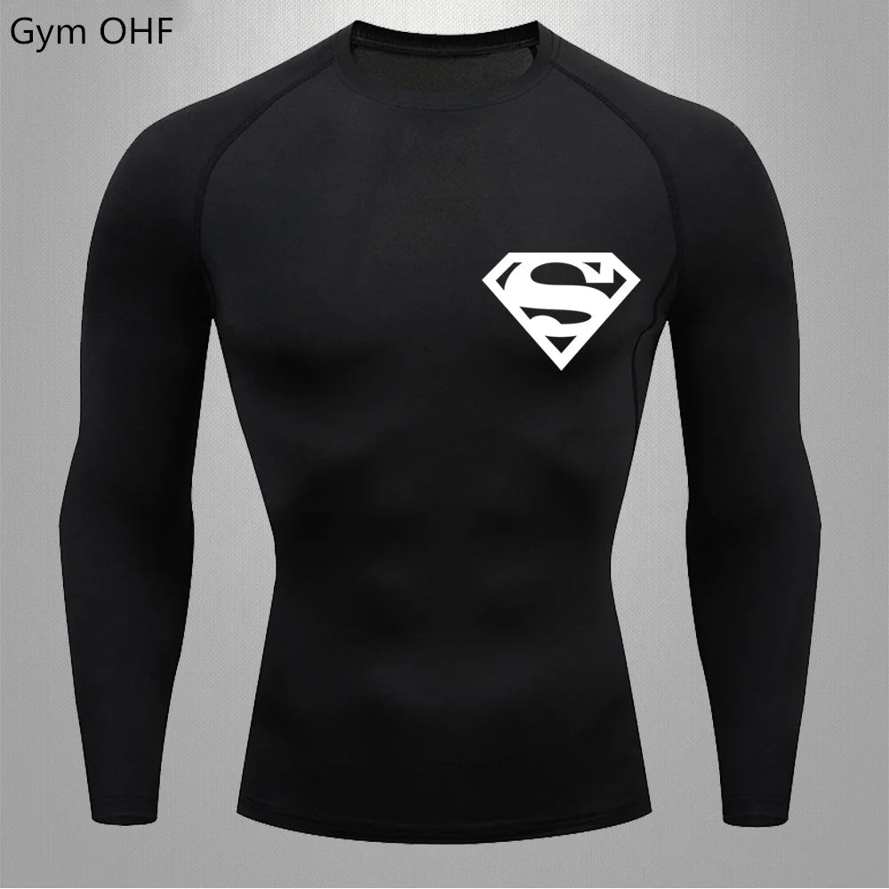 Men Gym Fitness Workout Tights Sport Jersey Athletic Running Shirt Compression Long Sleeve T Shirt Men Elastic Training T-shirt