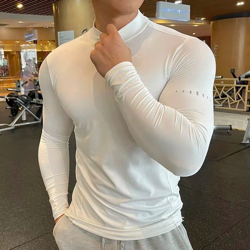 Compression Shirts Men's Fitness Workout Long Sleeve T-shirt Gym Training Tops Muscle Tees