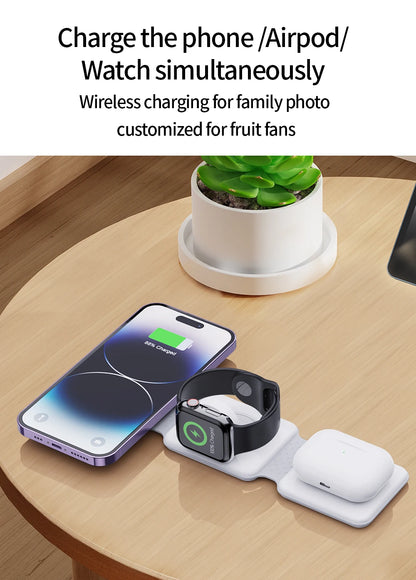 3 in 1 Charging Station for iPhone 15/14/13/12 Series, Travel Charger for Multiple Devices for AirPods 3/2/Pro,Apple Watch Serie