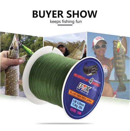 FTK 114M 4 Strands PE Braided Wire Fishing Line 125Yards 0.10mm-0.40mm 8LB-60LB Incredibly Strong Multifilament Fiber Line