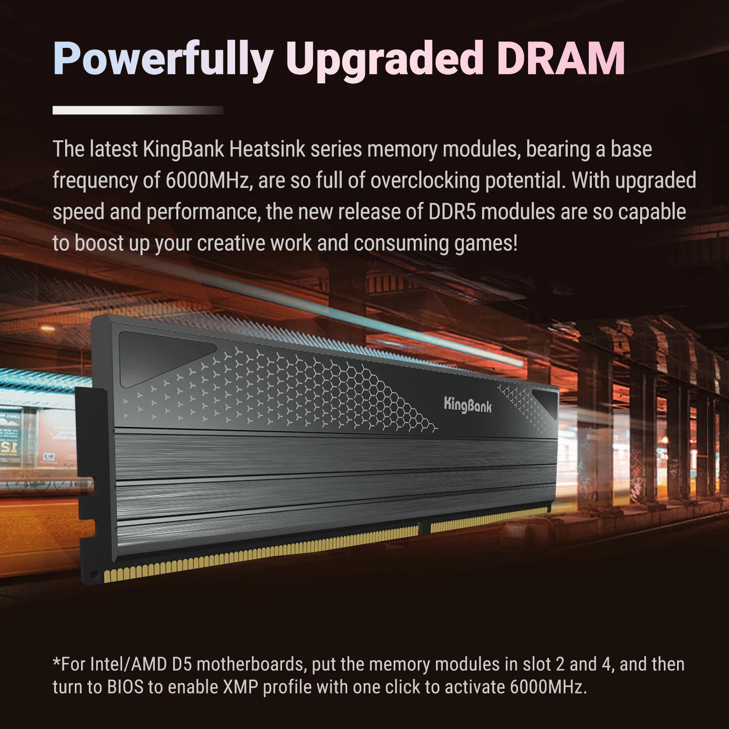 KingBank CL28 Memoria DDR5 32GB RAM 16GBX2 6000MHZ Rams Memory DDR5 Kit UDIMM Dual Channel Computador Desktop PC Hynix A die