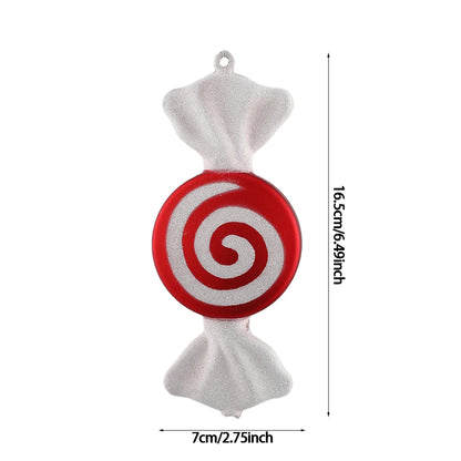 1Pcs 16CM Christmas Candy Pendant Red White PVC Painted Lollipop Cane Christmas Tree Decoration Christmas Home Decor Kids Gifts