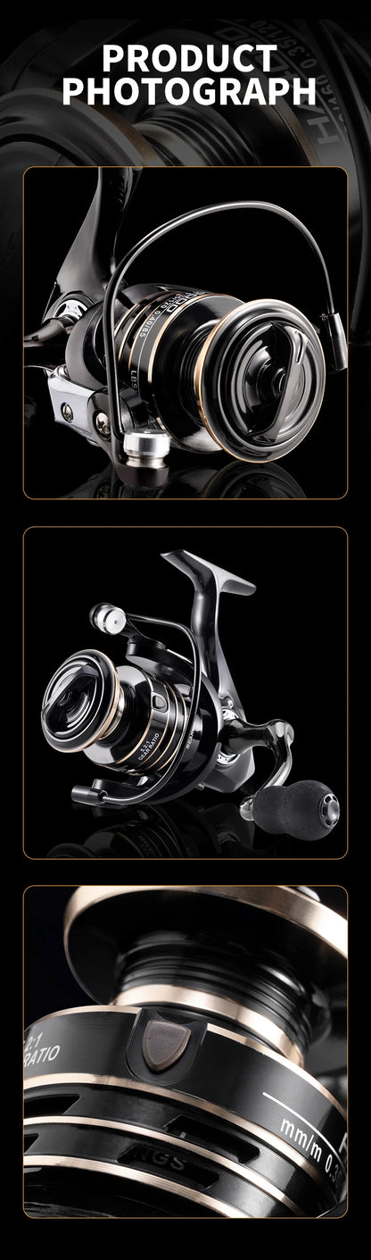 Rooblinos HA Spinning Reels Ultralight Metal 5.2:1 Gear Ratio 2000-7000 Saltwater or Freshwater Big Max Drag Fishing Reels