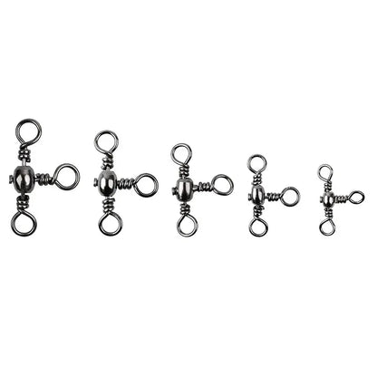 50PCS/Bag Fishing Accessories Black Nickel Plating Three-Prong Connector T-Swivel Sub-Line Splitter Outdoor Fishing Bazi Ring