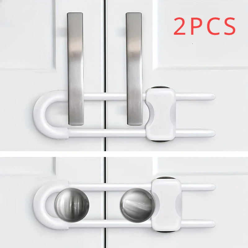 2/4PCS Sliding Cabinet Child Safety Locks Baby Proofing Cabinet Lock Cupboard Latches for Kids on Closet Door Knobs Handles