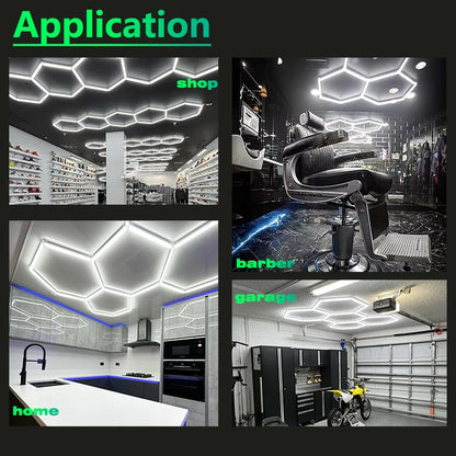 2-Year Warranty Honeycomb LED Car Detailing Ceiling Light Customized DIY Kit Hexagon Light for Car Showroom 4S Workshop Dropship