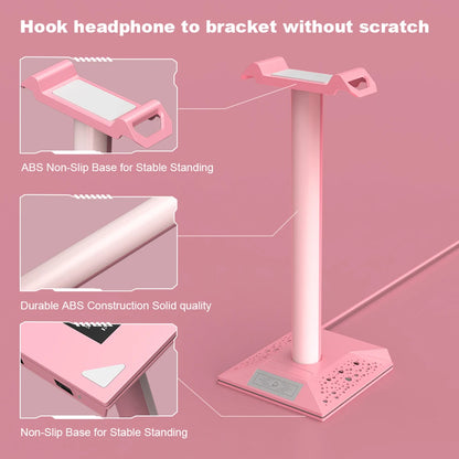 RGB Gaming Headphone Stand with USB Ports Headphone Holder Touch Control Light Desktop Gaming Headset Holder Earphone Hanger