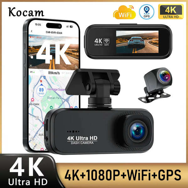 Kocam 4K UHD WiFi Dash Cam Telecamera per auto
