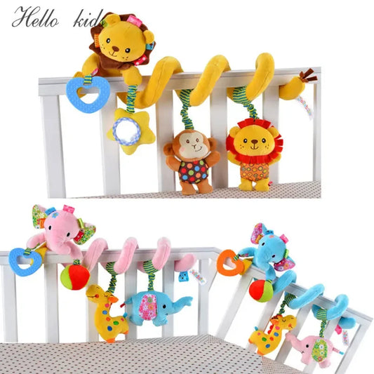 Baby Rattles Toys Baby Plush Animal Rattle Mobile Infant Stroller Bed Crib Spiral Hanging Toys for Baby Toys 0-12 Months