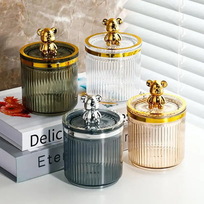 Transparent Glass Makeup Brush Storage Box Gold Cosmetics Container Ring Pencil Lipstick Holder Make Up Brushes Organizer