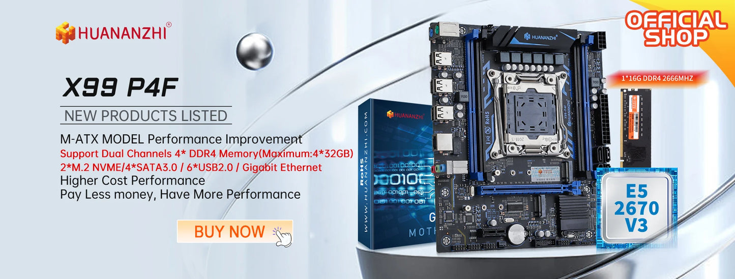 HUANANZHI X99 QD4 LGA 2011-3 XEON X99 Motherboard Intel E5 2640 2666 2670 2696 V3 V4 support DDR4 RECC NON-ECC Memory NVME SATA