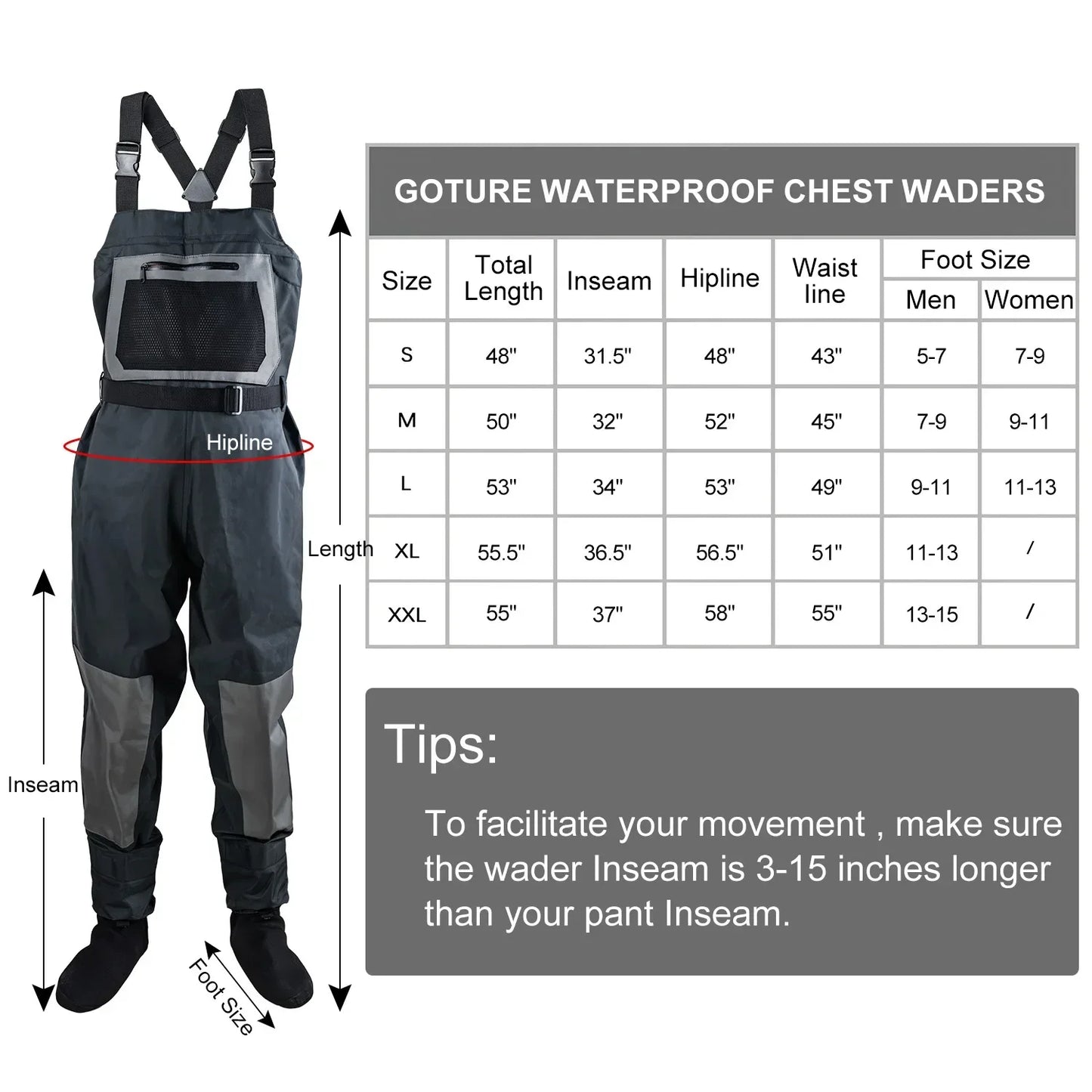 Thickened 100% Waterproof fishing clothes S M L XL XXL Fly Fishing Waders Chest Overalls Waders Breathable Boot