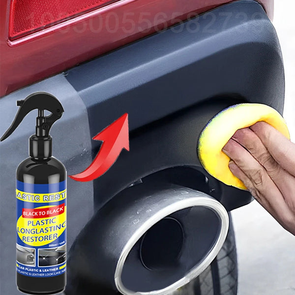 Agente di rivestimento per il restauro della plastica dell'auto, agente di riparazione esterna della gomma della plastica dell'auto, agente di restauro, pulito e rinfrescante, lucidante nero, sigillante e illuminante.