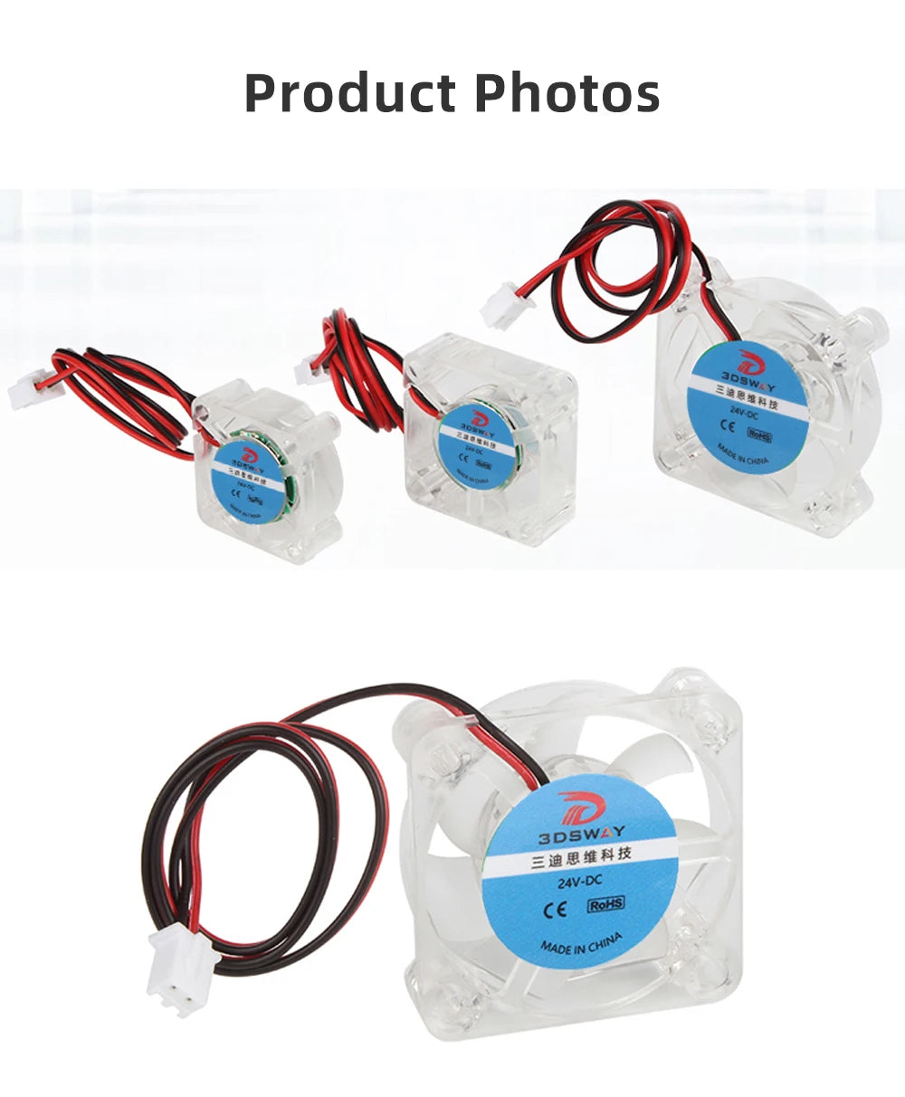 2510 3010 4010 Voron Cooling Fan DC 12V 24V Mini Brushless Hotend Cooling Fan Hydraulic Bearing Fan RGB LED for 3D Printer Parts