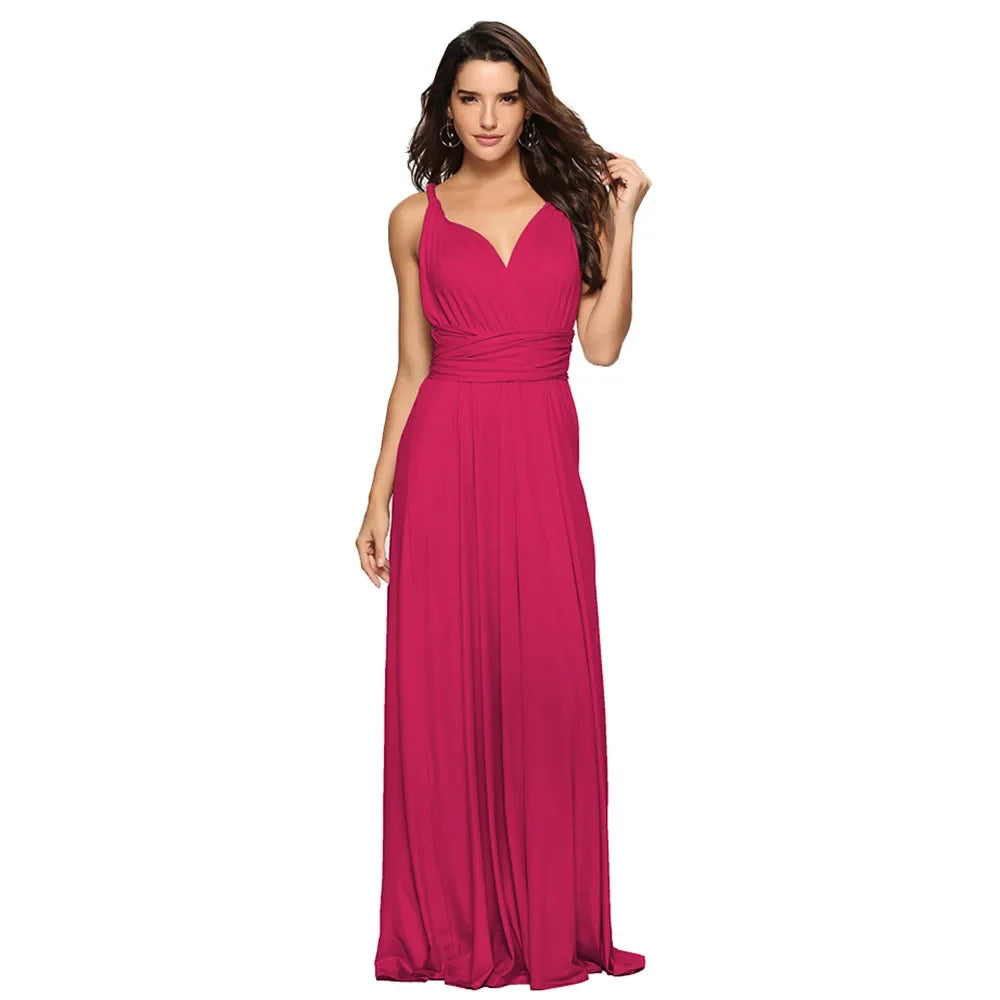 Sexy Women Multiway Wrap Convertible Boho Maxi Club Red Dress Bandage Long Dress Party Bridesmaids Infinity Robe Longue Femme