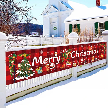 Christmas Outdoor Banner Flag Merry Christmas Decoration for Home 2024 Xmas Ornament Navidad Natal Noel Gift Happy New Year 2025