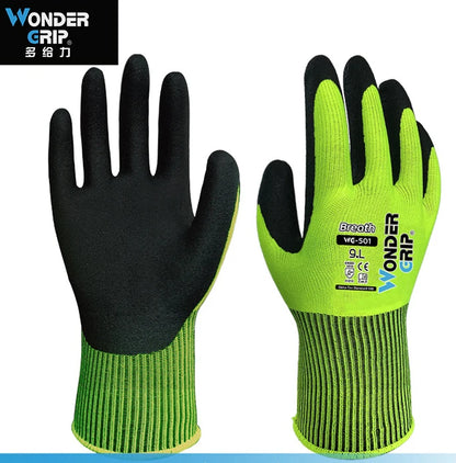 Garden Work Glove Nylon Spandex Fluorescent Green Nitrile Micro Foam Flower Garden Safety Mittens