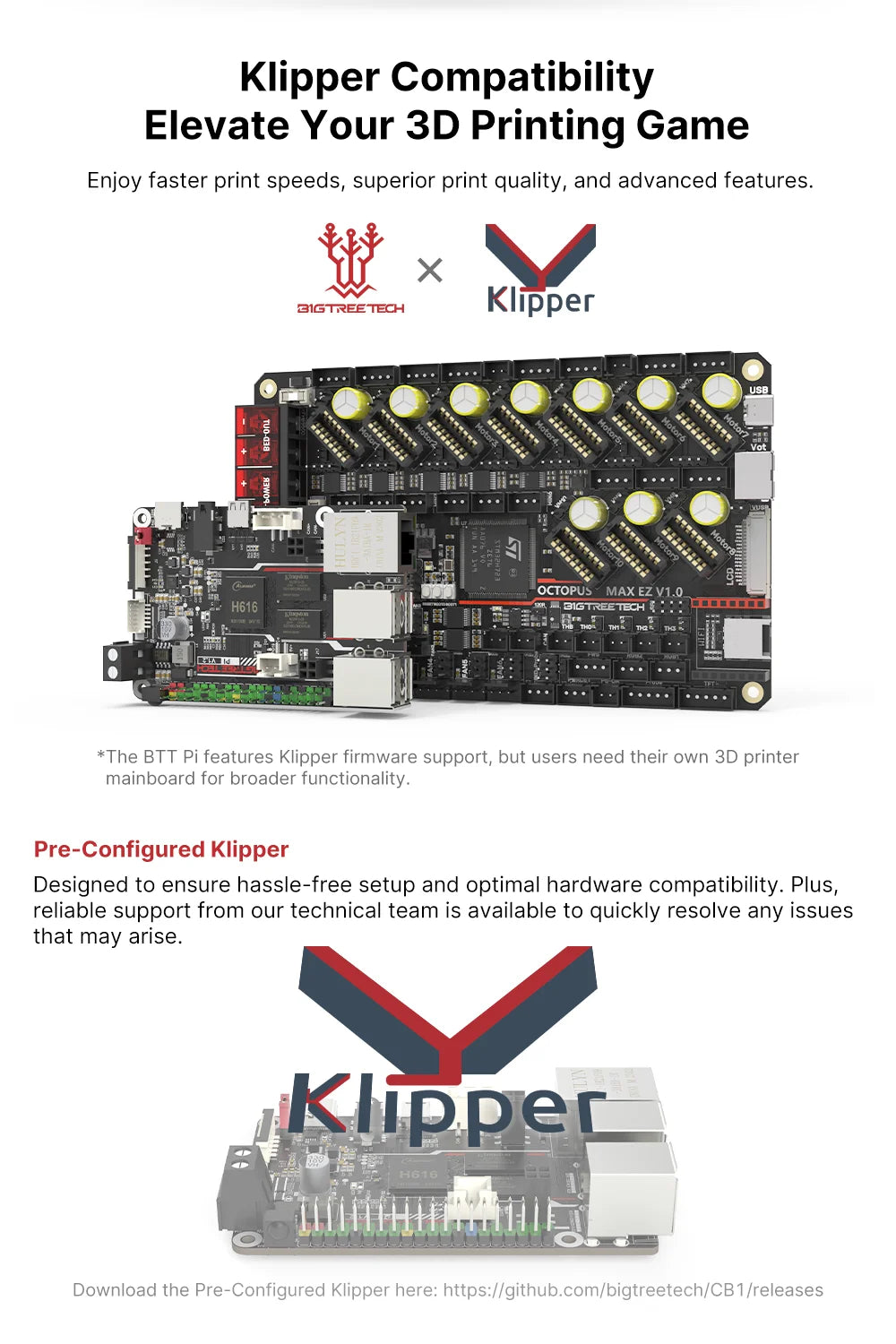 BIGTREETECH BTT PI Board 64 Bit Quad Core Cortex-A53 ARM VS Raspberry PI Orange PI PI4B+CB1 Upgrade For Klipper 3D Printer