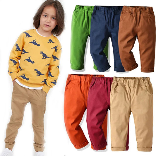 2024 Brand Boys pants autumn kids clothing baby casual pants cotton jeans 1-8Y Toddler cargo pants 