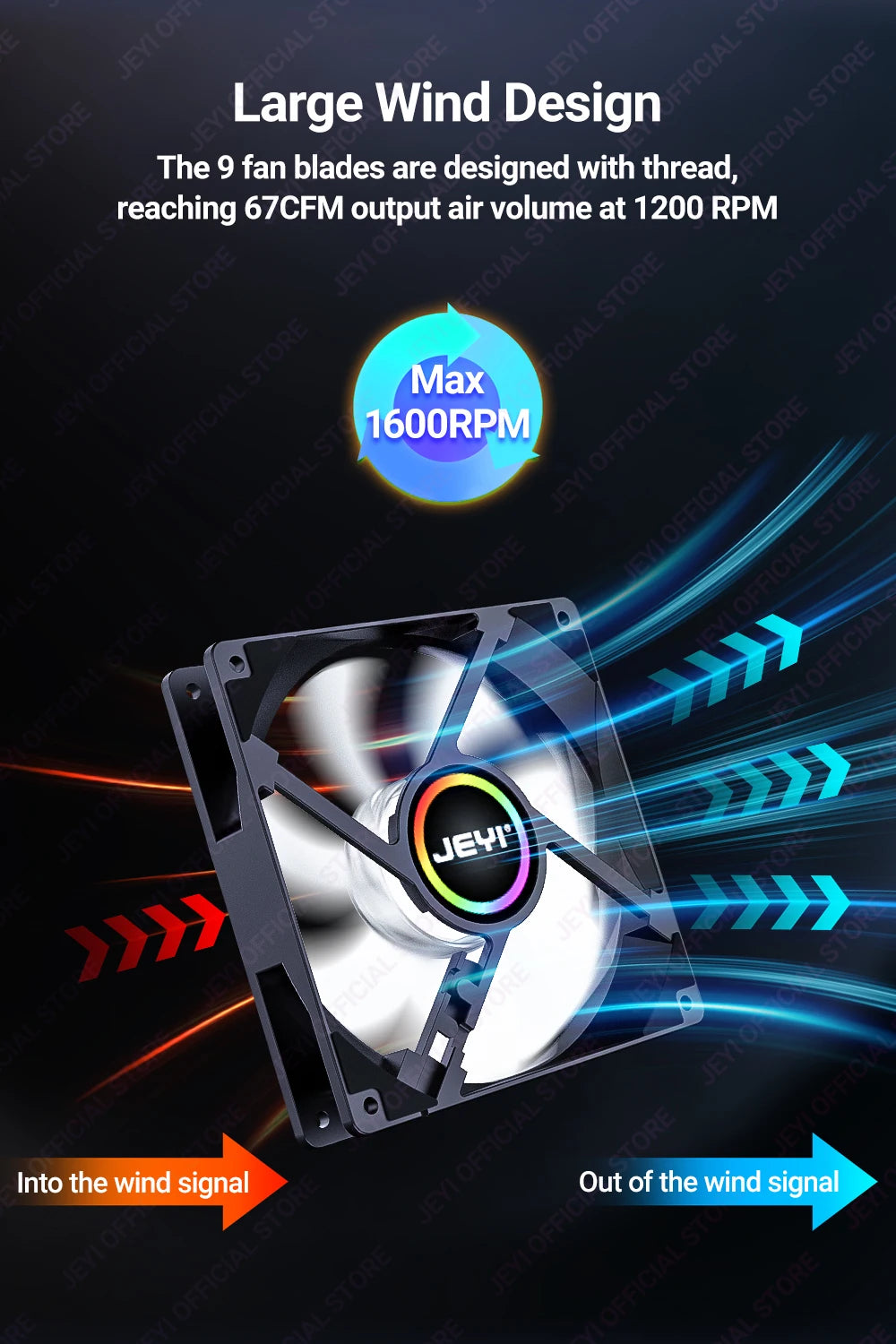 JEYI 120mm PC ARGB Cooling Fan AURA SYNC RGB Computer Fans Ultra Silent Heatsink Ventilador with 4PIN PWM and 5V 3PIN ARGB Port