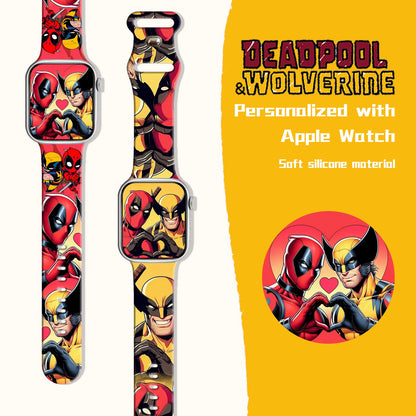 Disney Wolverine Deadpool Silicone Strap for Apple Watch 9 8 7 SE 6 Printed Band Replaceable Bracelet for iWatch 45mm 44mm 42mm