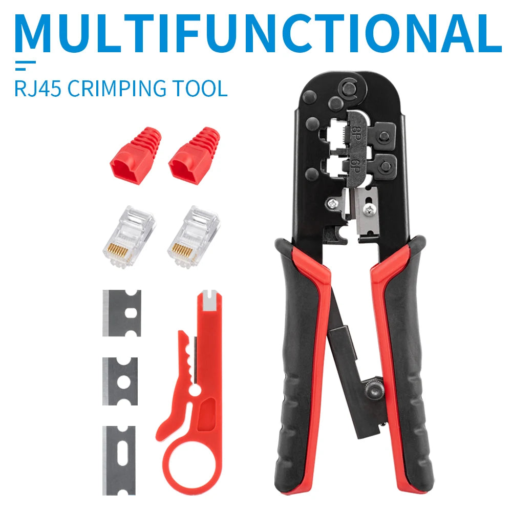 RJ45 Crimper RJ11 RJ45 Crimping Tool Ethernet Network LAN Cable Crimper Cutter Stripper Plier for 6P 8P RJ11 RJ12 RJ45