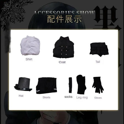 Anime Black Butler Kuroshitsuji Ciel Phantomhive Smile Cosplay Costume Wig Coat Shirt Shorts Hat Adult Dress Hallowen Suit