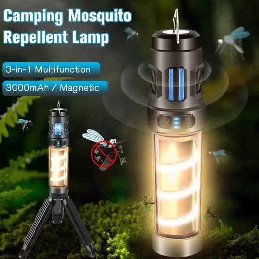 Camping Light Rechargeable 3 in 1 Tent Lantern Waterproof Camping Night Fishing Lamp with Triangle Bracket for Outdoor Camping