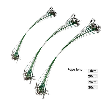 DNDYUJU 20PCS Anti Bite Steel Fishing Line Steel Wire Leader With Swivel Fishing Accessory Lead Core Leash Fishing Leader Wire