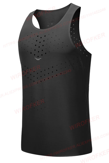 Men Gym Shirt Street High Quality Sleeveless T-shirts Quick Dry Tank Tops Workout Fitness Singlets Mesh Breathable Sport Vest