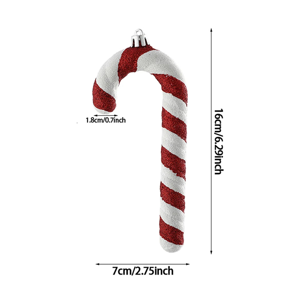 1Pcs 16CM Christmas Candy Pendant Red White PVC Painted Lollipop Cane Christmas Tree Decoration Christmas Home Decor Kids Gifts