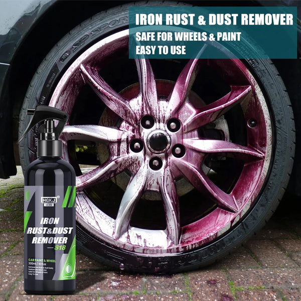 HGKJ Spray detergente per vernice per auto e particelle di ferro per cerchi, super antiruggine, per la rimozione della polvere e delle superfici metalliche, detergente per cerchi auto