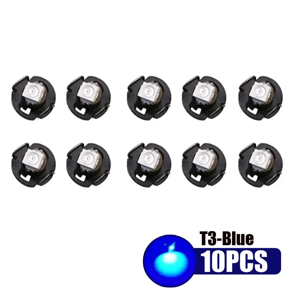 10Pcs T3 LED 3528 1SMD Instruments Panel Light Car Cluster Gauges Dashboard Lamp Wedge Bulbs Universal Car Lights Accessories