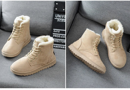 2022 New Fashion Women Boots Winter Snow Boots Female Boots Warm Lace Flat with Women Shoes Tide Shoes Hot Sale 35-40