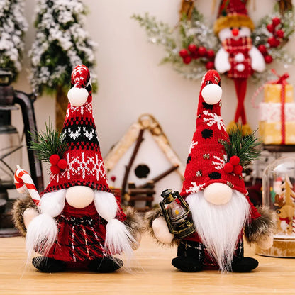 Christmas Decorations Gnome Plush doll Knitted Hat Dwarf Doll Christmas Ornaments Handheld Crutch Faceless Doll Xmas Kids Gift