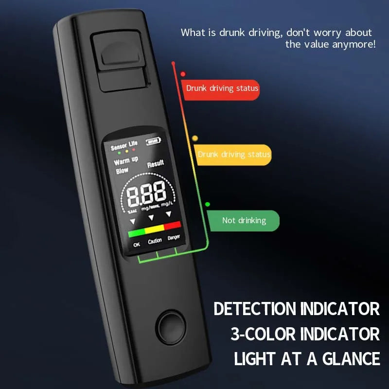 Portable Alcohol Tests Professional High Sensitivity Breathalyzer Alcohol Test Type-C Charging Digital Breath Alcohol Tester