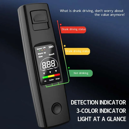 Portable Alcohol Tests Professional High Sensitivity Breathalyzer Alcohol Test Type-C Charging Digital Breath Alcohol Tester