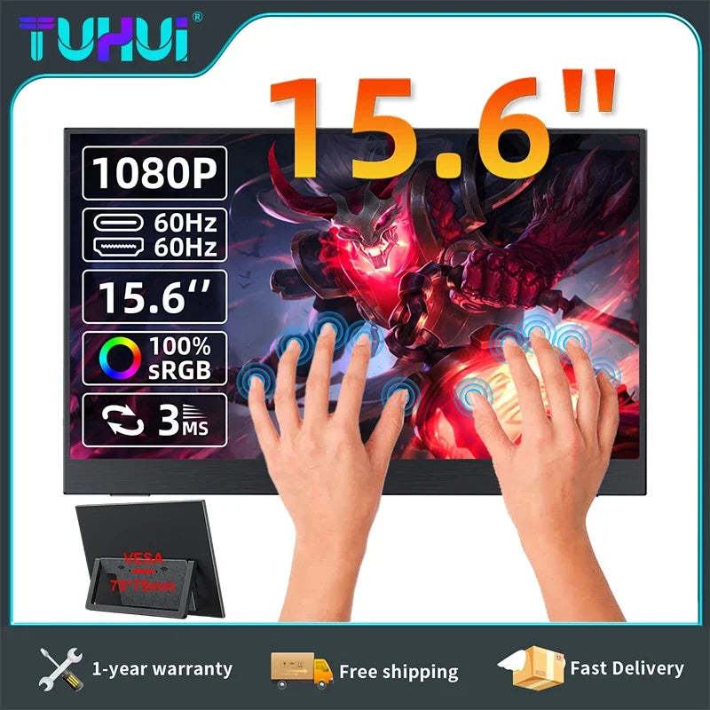 15.6 inch 2K portable monitor 144Hz 2560*1440 100% sRGB IPS Gaming display USB C HDMI HDR screen for Xbox PS4 switch laptop