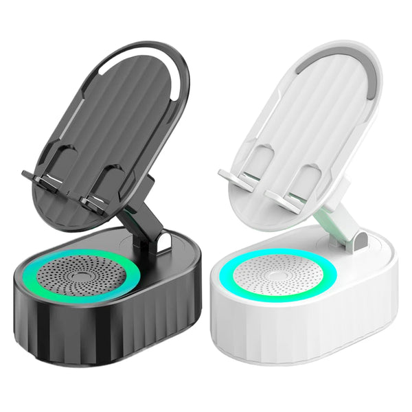 Supporto per telefono con altoparlante a induzione 5 in 1 Supporto per tablet verticale per ufficio con altoparlante Bluetooth wireless intelligente per la casa