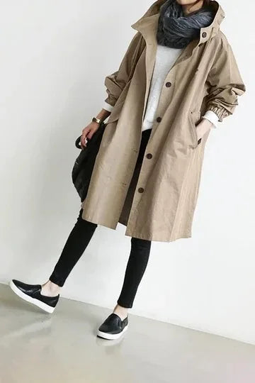 New Korean Version Y2K Trench Coats Women Casual Style Solid Loose Long Hooded Coat 2024 Spring Autumn Elegant Outwear Female