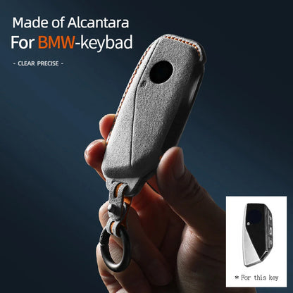 Alcantara Car Key Case Cover For BMW Series 7 735 i 740 Li X7 X1 U11 2023 I7 G07 LCI XM Keychain Accessories Protector Shell