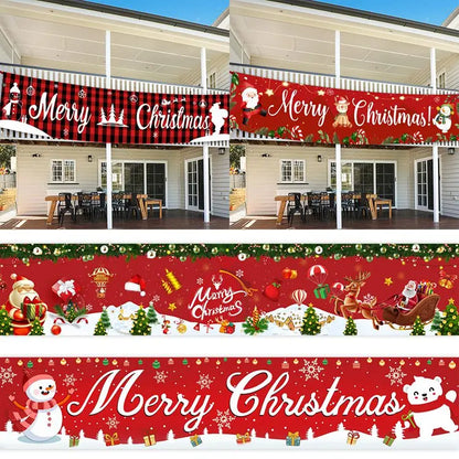 Christmas Outdoor Banner Flag Merry Christmas Decoration for Home 2024 Xmas Ornament Navidad Natal Noel Gift Happy New Year 2025