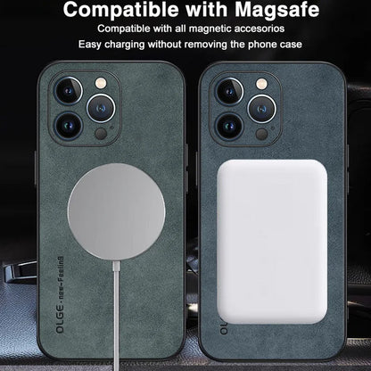 Magnetic For Magsafe Leather Case For iPhone 15 14 Pro Max 14pro 12 13 Pro Max 11 16 Luxury Wireless Charge Shockproof Cover