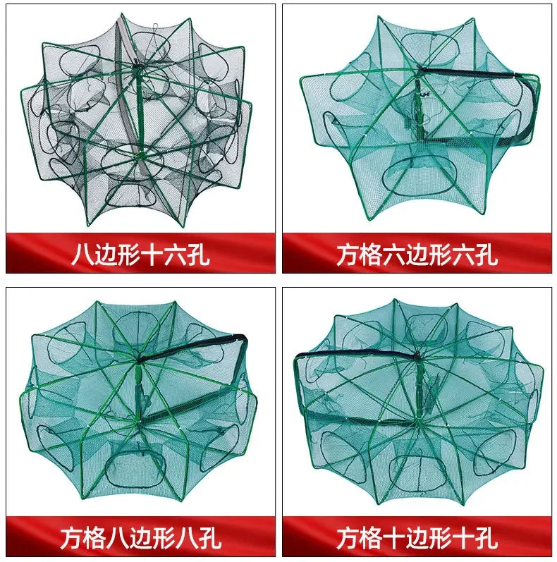 6-10 hole square folding shrimp cage, eel cage, lobster net, lantern net, fishing net, small polygonal fishing net