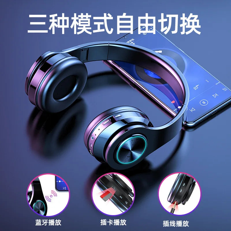 All inclusive ear head mounted wireless Bluetooth white earphones, computer wired earphones, multifunctional