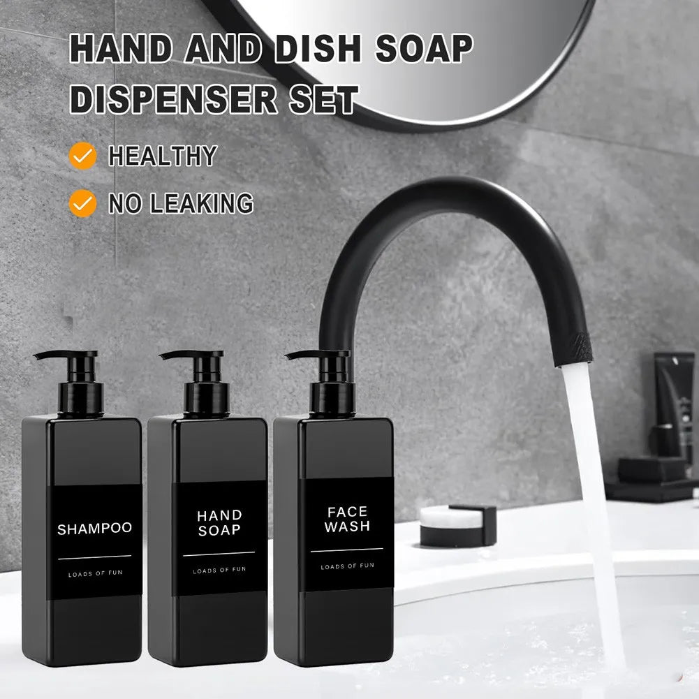 Bathroom Refillable Liquid Square Bottle Dispenser Lotion Containers With Labels Dish Soap Body Wash Dispenser 500ml